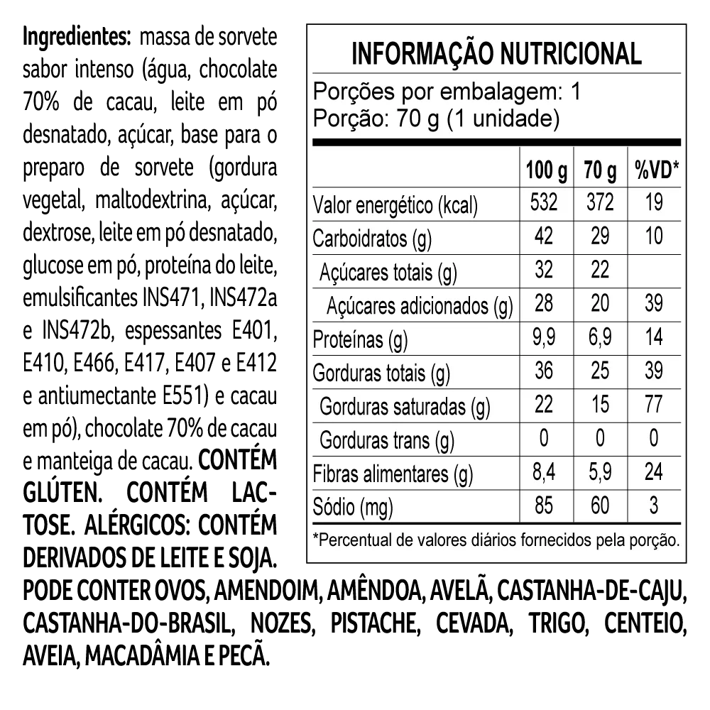 Sorvete Intensidade 70% Cacau 70g - foto 3