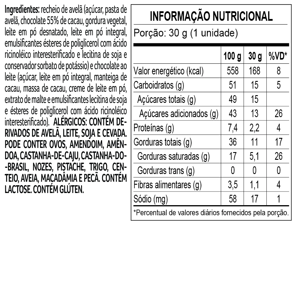 Trufa de Chocolate ao Leite e Avelã 30g - foto 3