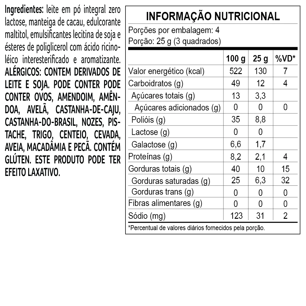 Tablete laCreme Branco Zero Adição de Açúcar 100g - foto 2