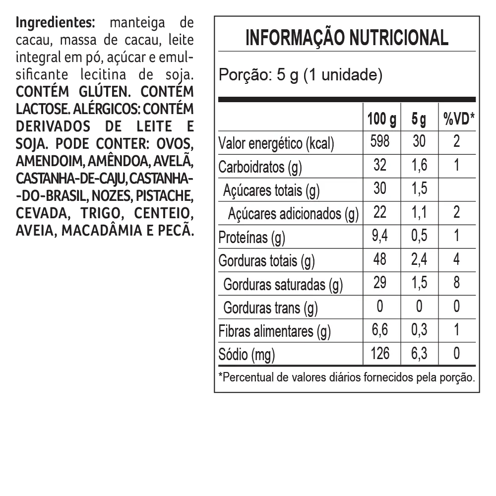 Tablete Dark Milk de Chocolate 55% Cacau 5g - foto 2