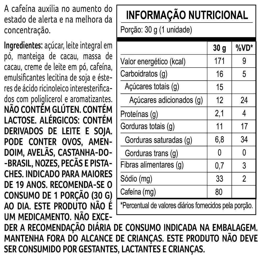 Tablete de Chocolate ao Leite Energy 30g - foto 2