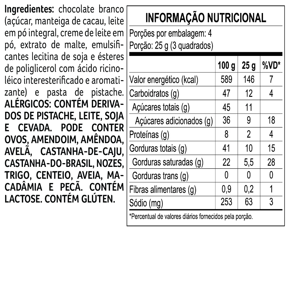 Tablete laCreme de Chocolate Branco com Pistache 100g - foto 2