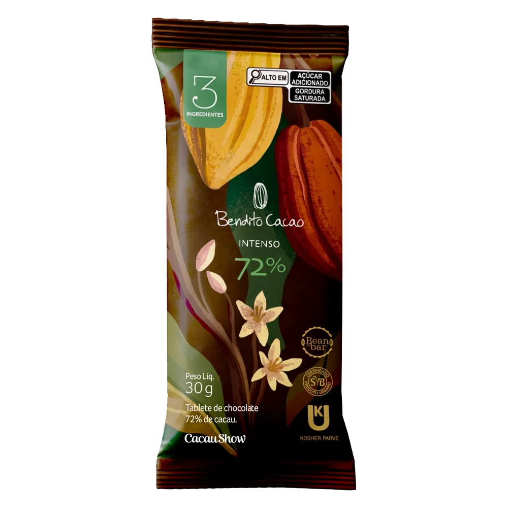Tablete Bendito Cacao de Chocolate 72% Cacau 30g - foto 1