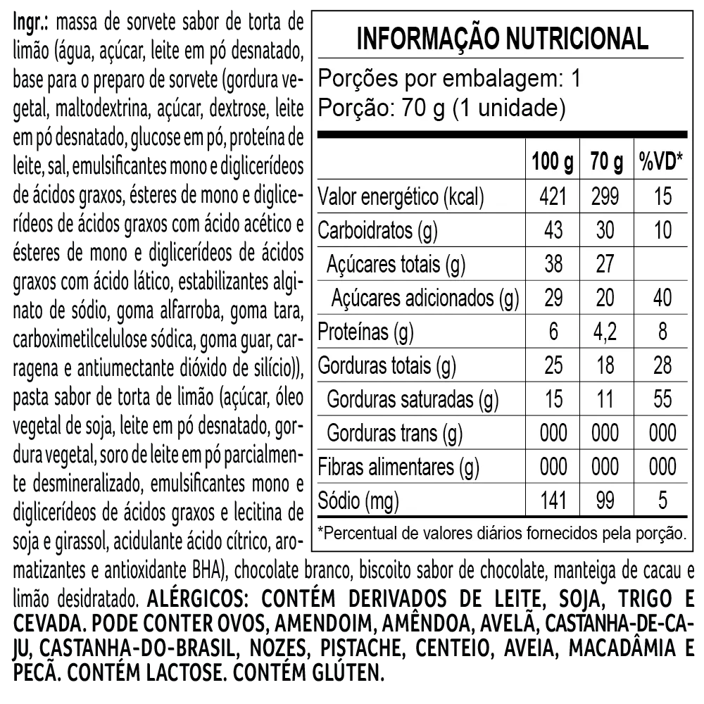 Sorvete Torta de Limão 70g - foto 2