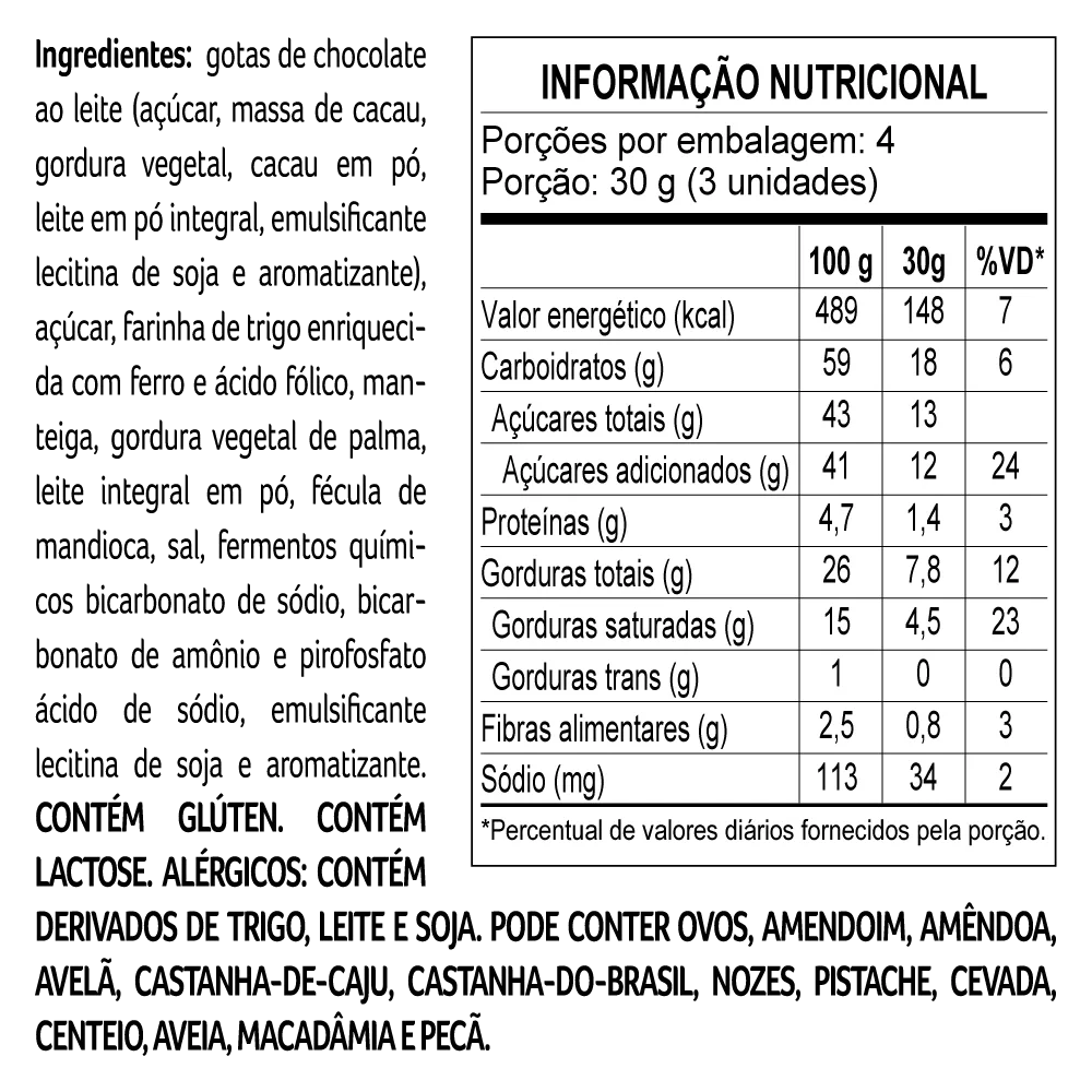 Cookies Banhado com Gotas de Chocolate ao Leite 140g - foto 2