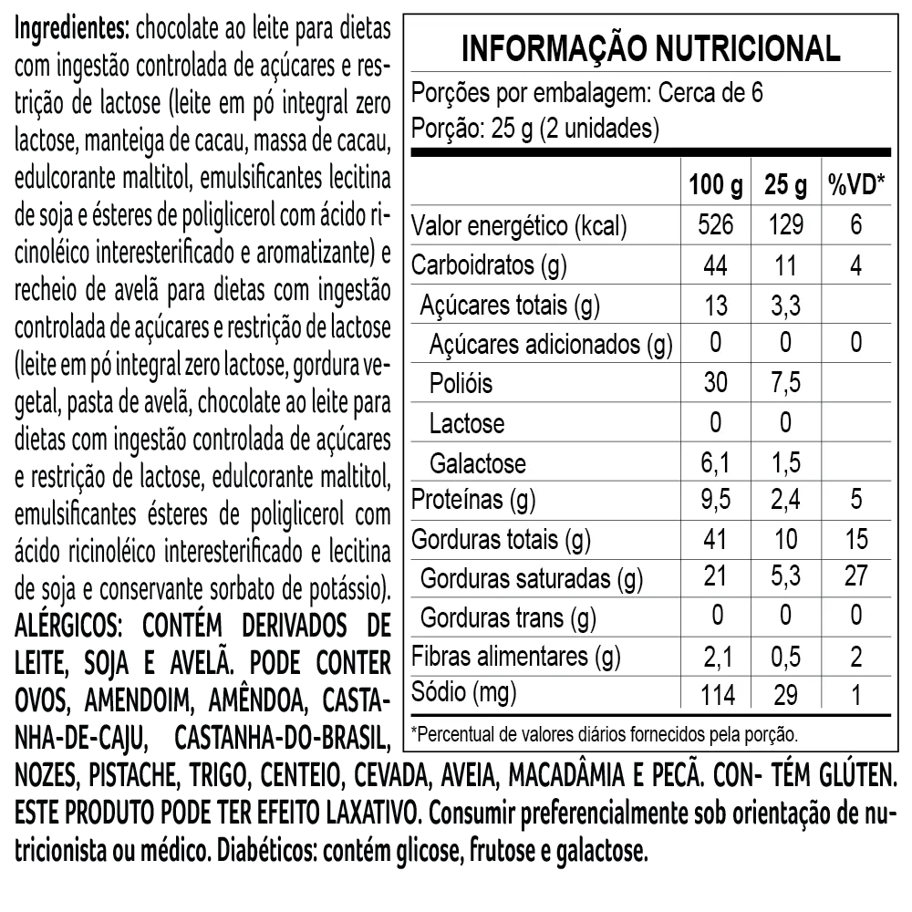 Cubo Bless Zero Açúcar e Zero Lactose de Chocolate com Avelã 145g - foto 2