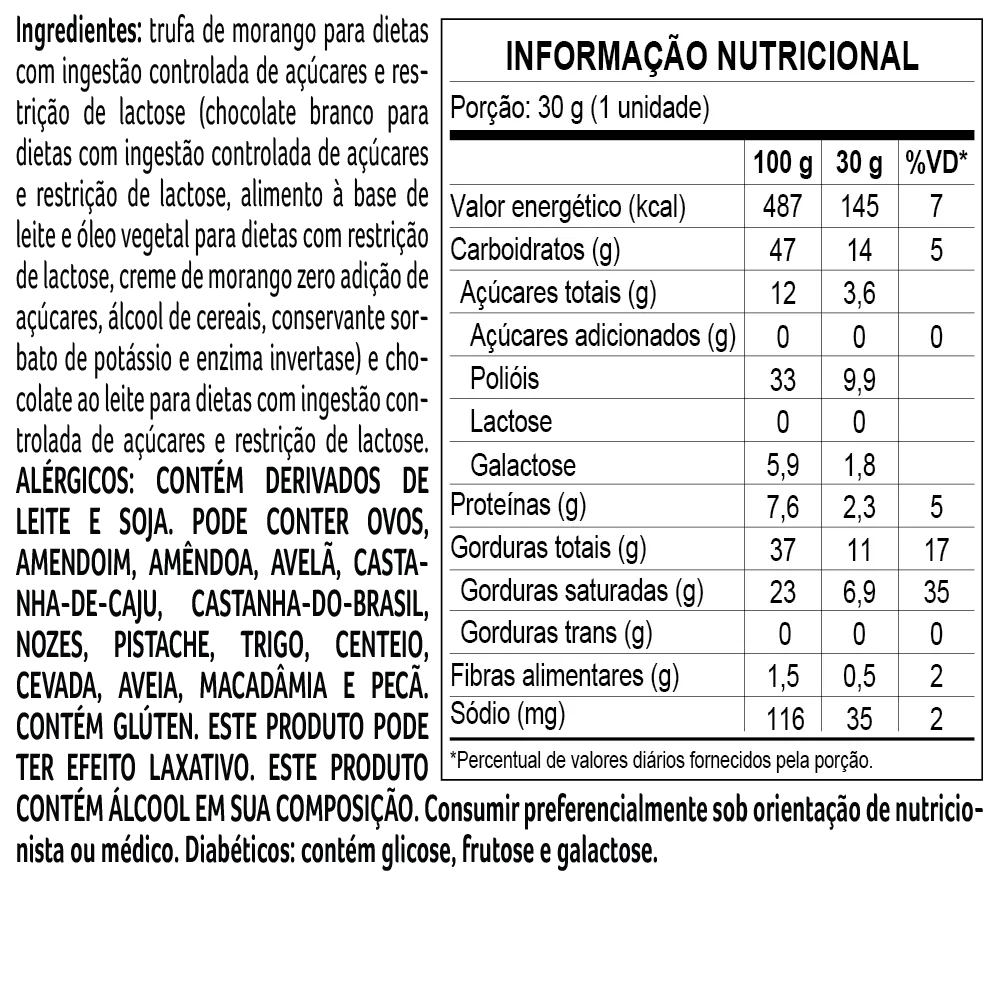 Trufa Bless Zero Açúcar e Zero Lactose de Chocolate ao Leite com Morango 30g - foto 2