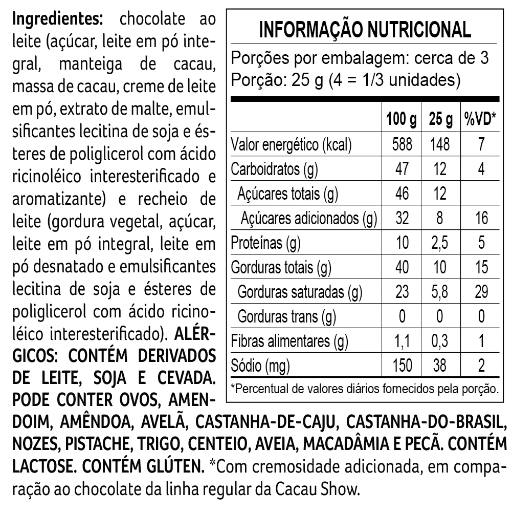 Tablete laCreme ao Leite Recheado 130g - foto 2